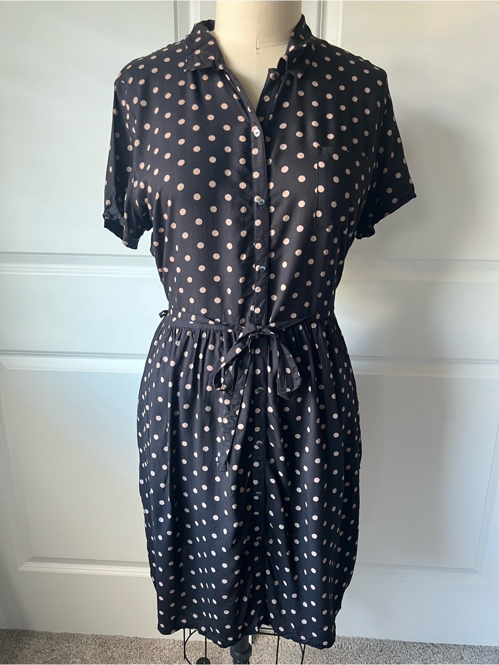 New Levi's Black Dress with Blush Polka Dots